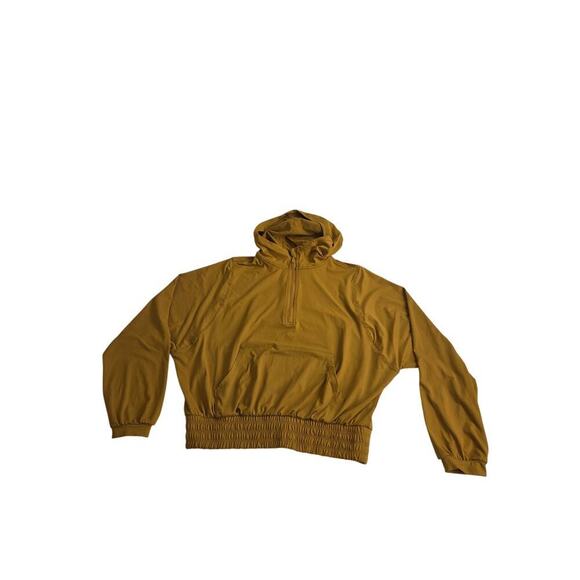 Rae Mode Sweatshirt Women's Medium Mustard Yellow Hoodie Cropped Half Zip - Picture 1 of 5